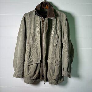 Turnbury Men's Jacket Leather Collar Zipper Size Large Tan with Dk Brown Trim